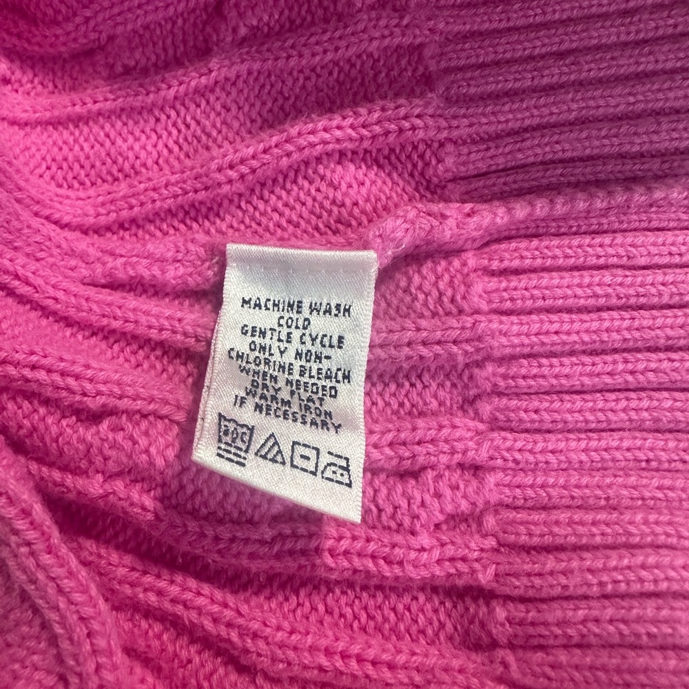 Lilly Pulitzer Vintage White Label Pink Cable Knit Full Zip Hood Cardigan Small - Picture 9 of 12